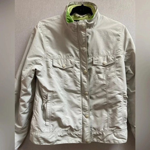 L.L. Bean short jacket with removable neon green  fleece vest Sz M - Picture 2 of 13